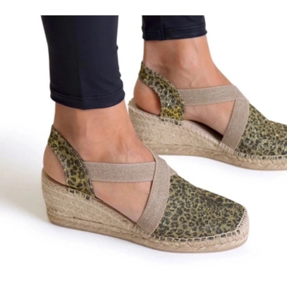 Toni Pons Espadrilles Triton Leo Leopard Metallic EU 40 US 9 Boho Summer Spain